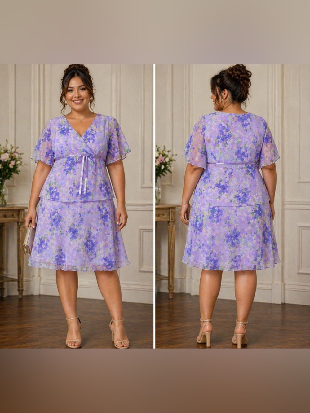 White Stag Lilac Floral Two-Piece Dress Set
